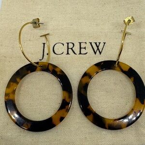 J. Crew Tortoise Shell and Gold Hoop Earrings